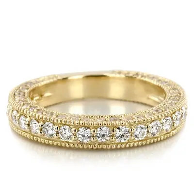 14K white gold Milgrain Edge Round Cut Prong Set Diamond Wedding Ring (1.40 ct. tw.) - main view thumbnail