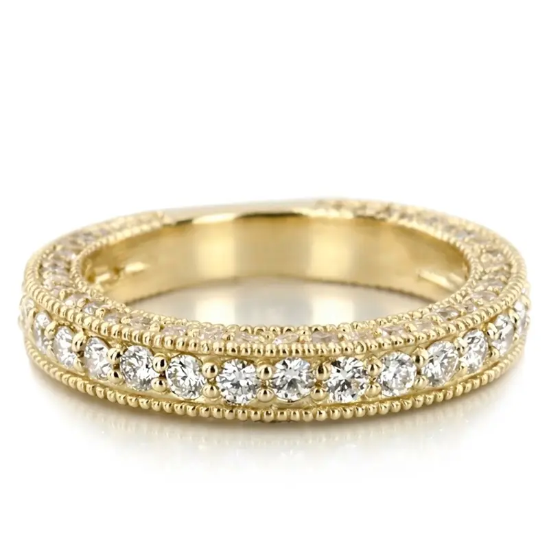 14K white gold Milgrain Edge Round Cut Prong Set Diamond Wedding Ring (1.40 ct. tw.) - main view