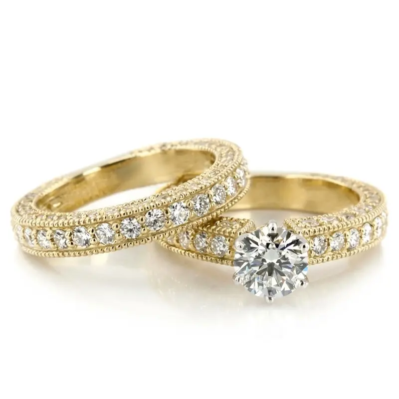 14K white gold Milgrain Edge Round Cut Prong Set Diamond Wedding Ring (1.40 ct. tw.) - alternate view 4