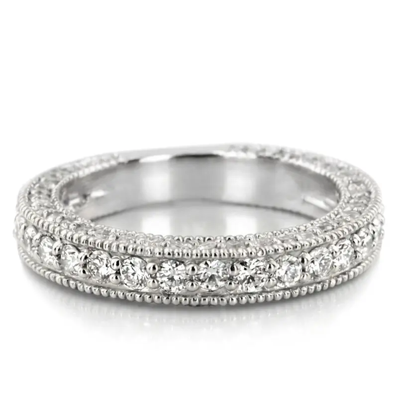 14K white gold Milgrain Edge Round Cut Prong Set Diamond Wedding Ring (1.40 ct. tw.) - alternate view 2