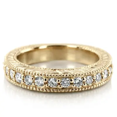 14K white gold Prong Set Milgrain Edge Antique Diamond Bridal Ring (1.10 ct. tw.) - alternate view 4 thumbnail