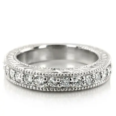 14K white gold Prong Set Milgrain Edge Antique Diamond Bridal Ring (1.10 ct. tw.) - alternate view 6 thumbnail