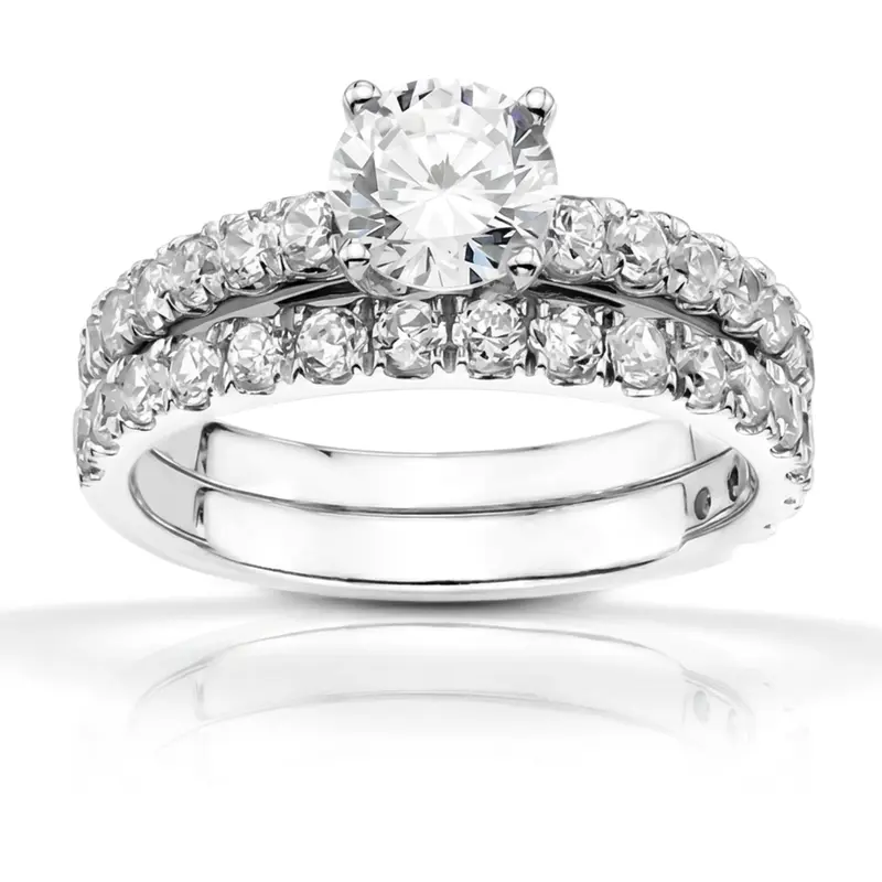 18K white gold Contemporary Pave Set Diamond Stacking Ring (1/2 ct. tw.) - alternate view 5