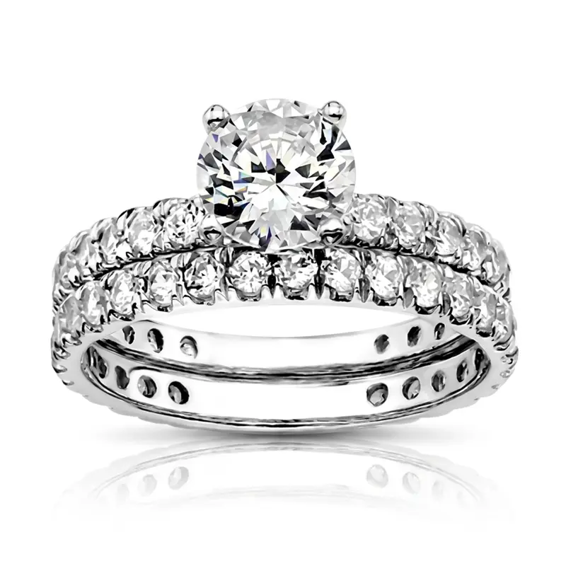 14K white gold Micro Pave Set Woman Diamond Ring (7/8 ct. tw.) - main view