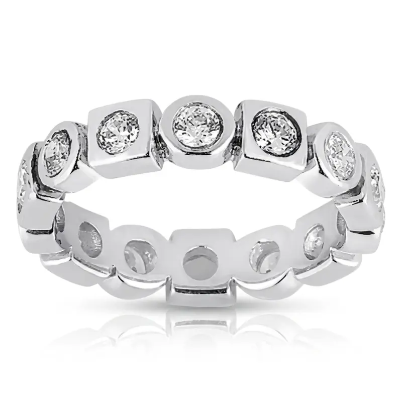14K white gold Bezel Set Round Cut Eternity Diamond Wedding Band (0.72ct) - main view