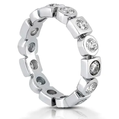 14K white gold Bezel Set Round Cut Eternity Diamond Wedding Band (0.72ct) - alternate view 3 thumbnail