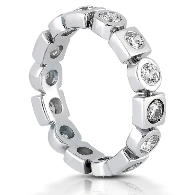 14K white gold Bezel Set Round Cut Eternity Diamond Wedding Band (0.72ct) - alternate view 3