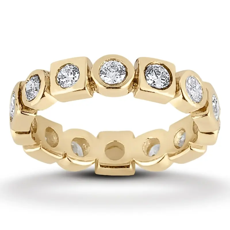 14K white gold Bezel Set Round Cut Eternity Diamond Wedding Band (0.72ct) - alternate view 2