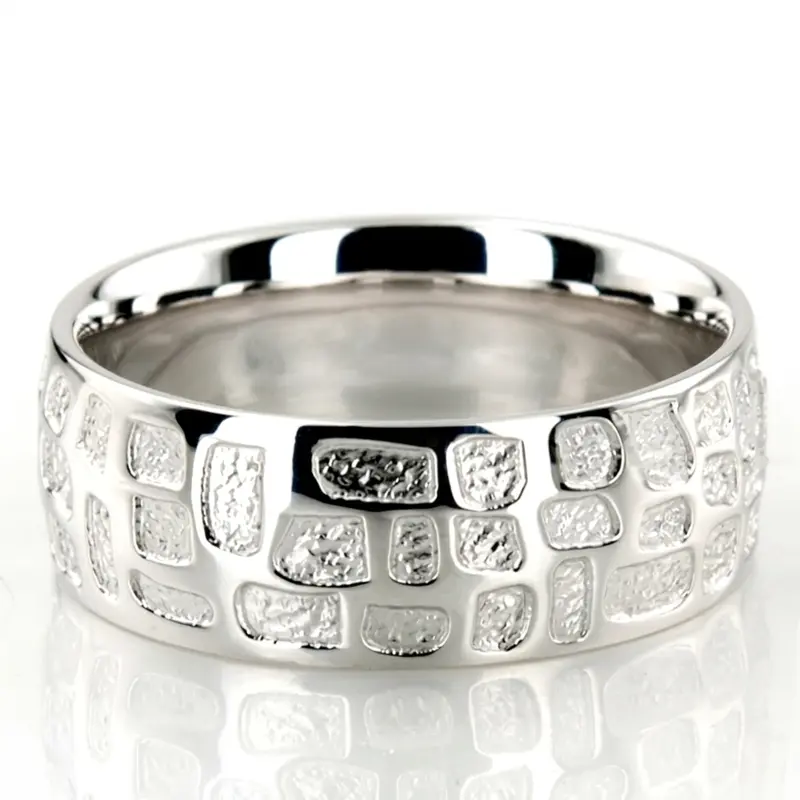 10K white gold 8mm. high polish Milled-Custom-Wedding-Ring - main view