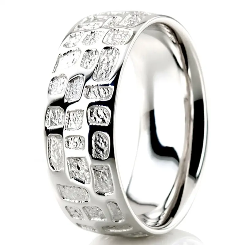 10K white gold 8mm. high polish Milled-Custom-Wedding-Ring - alternate view 2