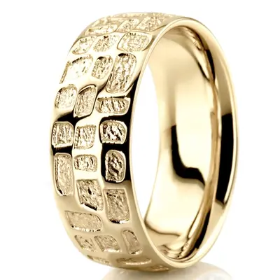 10K yellow gold 8mm. high polish Milled-Custom-Wedding-Ring - alternate view 3 thumbnail