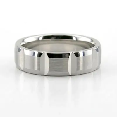 Modern Incised Fancy Carved Wedding Ring