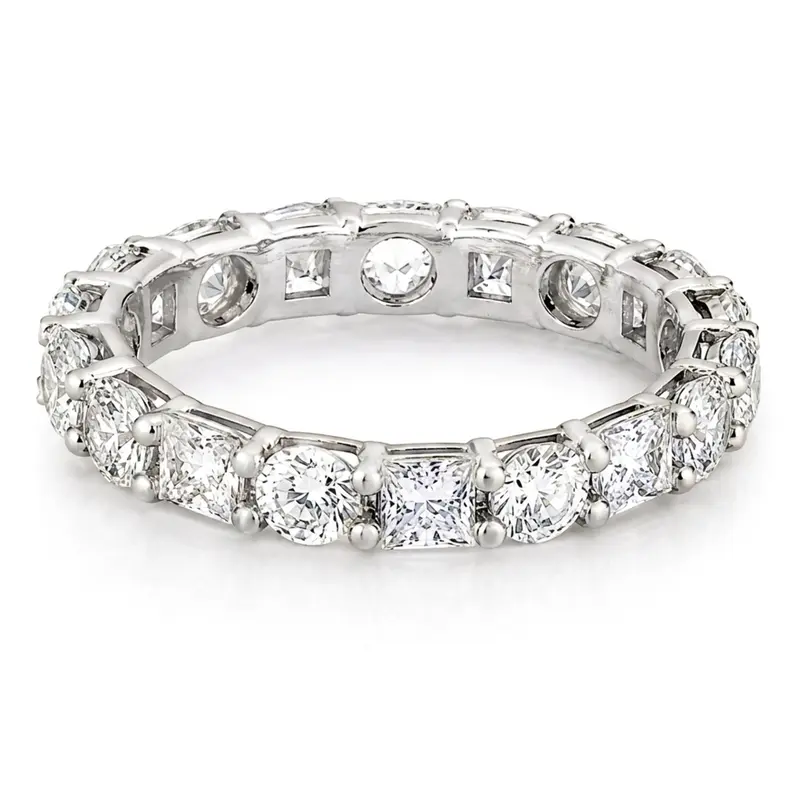 14K white gold 2.80 ct. Multi-shape Prong Set Diamond Eternity Wedding Band - main view