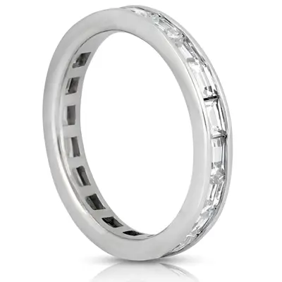 14K white gold 1.50 ct. Baguette Cut Channel Set Diamond Eternity Wedding Band - alternate view 3 thumbnail