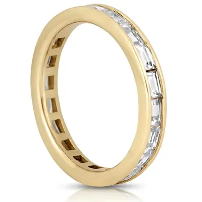 14K white gold 1.50 ct. Baguette Cut Channel Set Diamond Eternity Wedding Band - alternate view 4 thumbnail