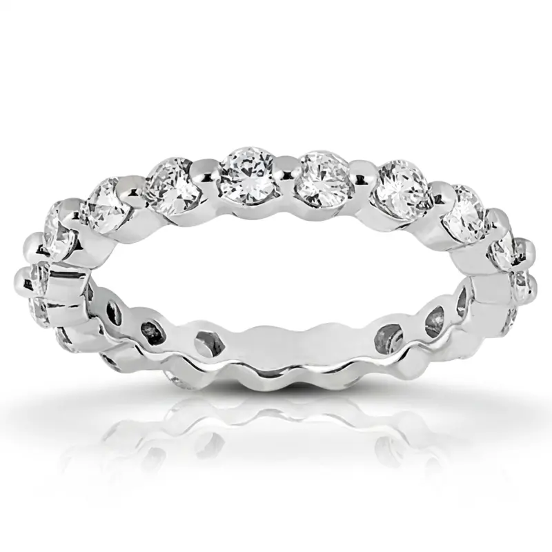 14K white gold 0.90 ct. Round Cut Diamond Eternity Wedding Band - main view