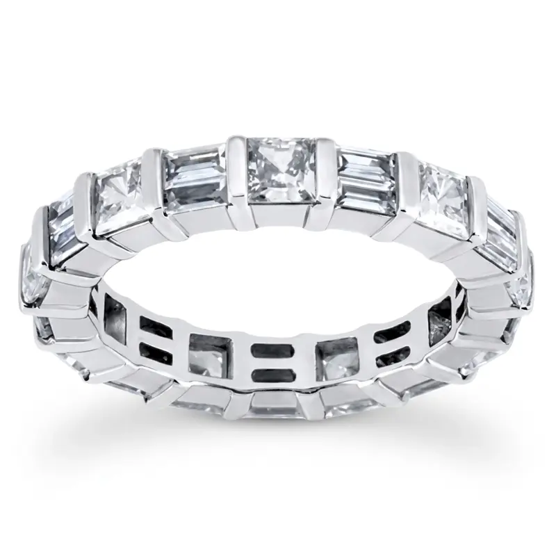 14K white gold 2.32 ct. tw. Multi-Shape Bar Set Diamond Eternity Wedding Band 1 - main view