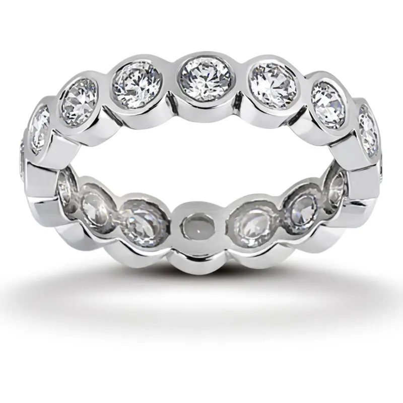 14K white gold 1.00 ct. Round Cut Bezel Set Diamond Eternity Wedding Band - main view