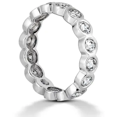 14K white gold 1.00 ct. Round Cut Bezel Set Diamond Eternity Wedding Band - alternate view 3 thumbnail