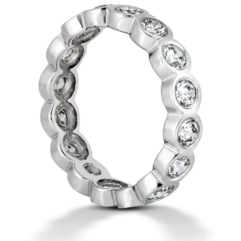 14K white gold 1.00 ct. Round Cut Bezel Set Diamond Eternity Wedding Band - alternate view 3