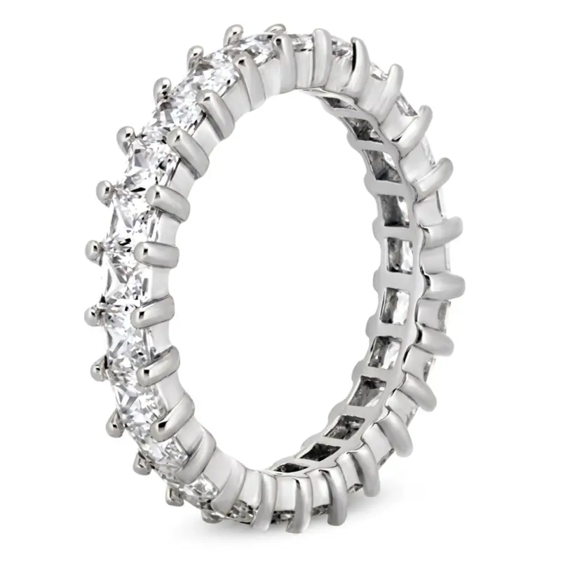 14K white gold 2.30 ct. tw. Princesss Cut Prong Set Diamond Eternity Wedding Band (4mm) - alternate view 2