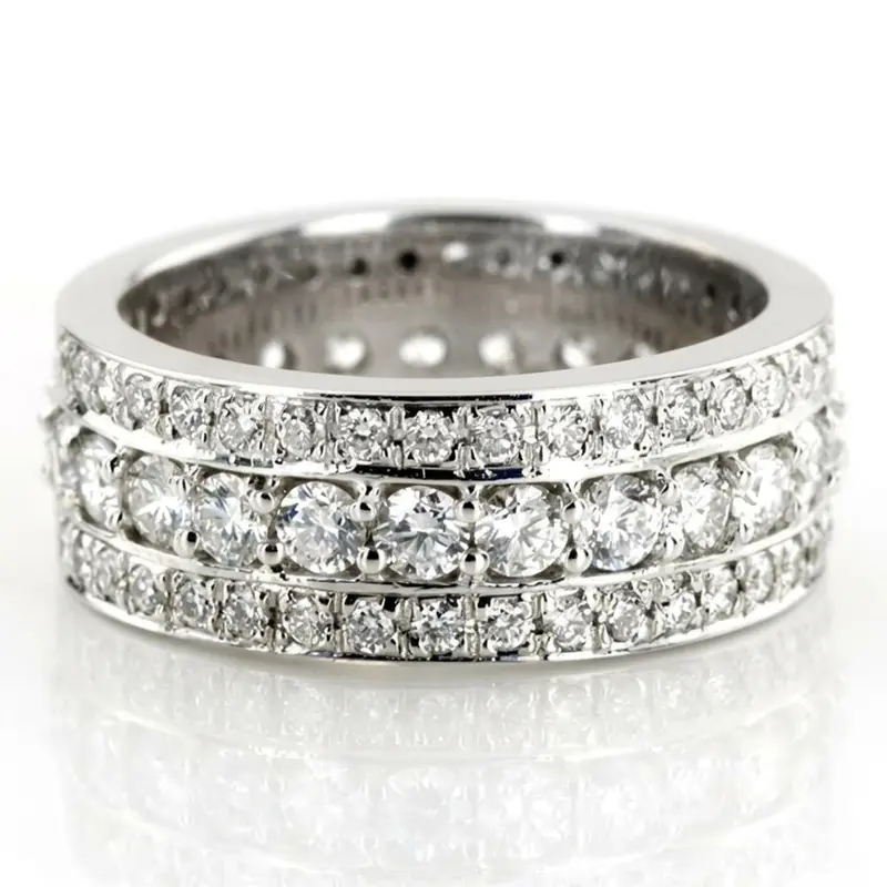 14K white gold 1.85 ct. Round Cut Channel Set Fancy Diamond Eternity Wedding Band - main view