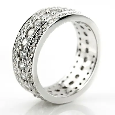 14K white gold 1.85 ct. Round Cut Channel Set Fancy Diamond Eternity Wedding Band - alternate view 4 thumbnail