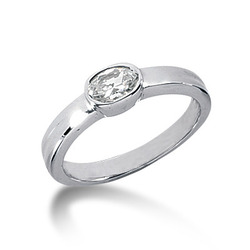 Oval Cut Bezel Set Engagement Ring 