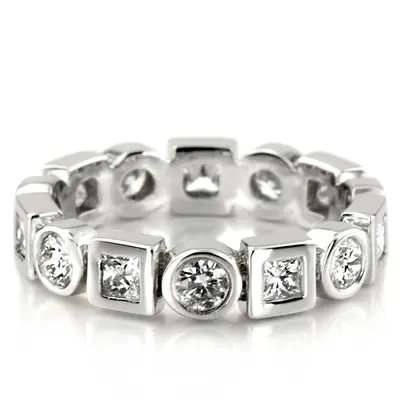 0.96 ct. Multi-Shape Bezel Set Diamond Eternity Wedding Band