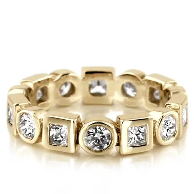 0.96 ct. Multi-Shape Bezel Set Diamond Eternity Wedding Band alternate view