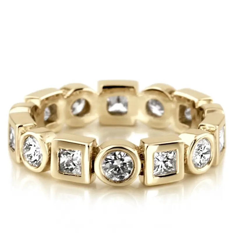 14K white gold 0.96 ct. Multi-Shape Bezel Set Diamond Eternity Wedding Band - alternate view 2