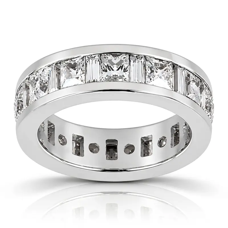 14K white gold 3.63 ct. Multi-shape Channel Set Diamond Eternity Wedding Band - alternate view 2
