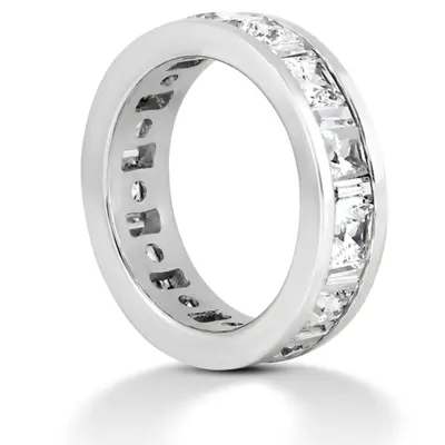 14K white gold 3.63 ct. Multi-shape Channel Set Diamond Eternity Wedding Band - alternate view 4 thumbnail