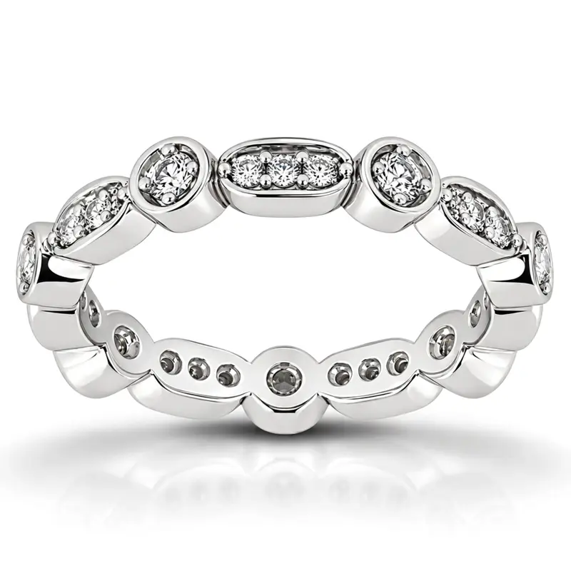 14K white gold 0.42 ct. Diamond Eternity Wedding Band - main view