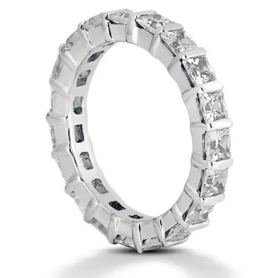 14K white gold 2.89 ct. Bar Set Princess Diamond Eternity Wedding Band - alternate view 4 thumbnail
