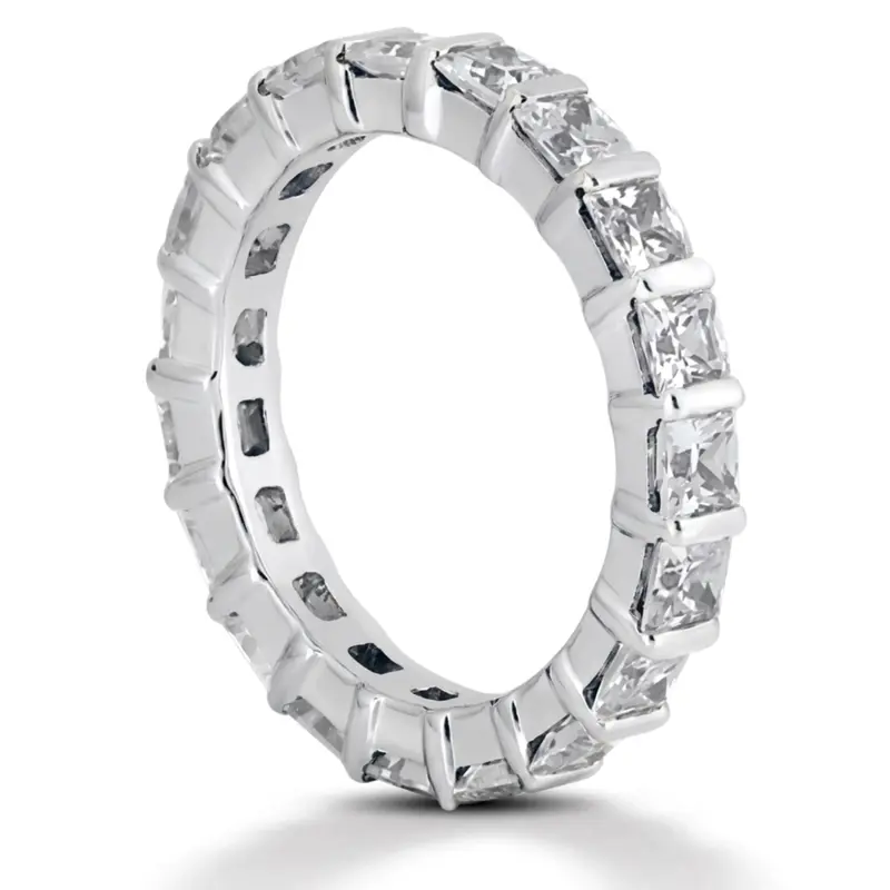 14K white gold 2.89 ct. Bar Set Princess Diamond Eternity Wedding Band - alternate view 4