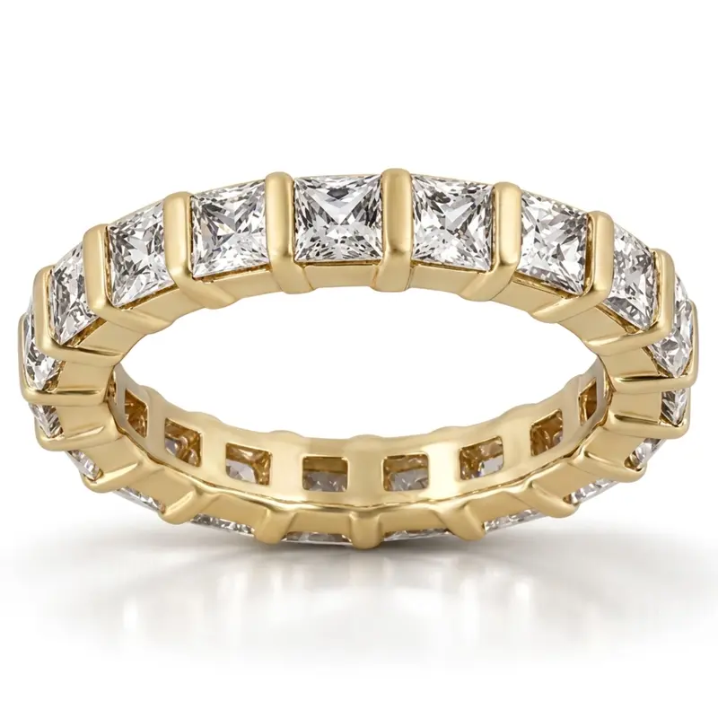 14K white gold 2.89 ct. Bar Set Princess Diamond Eternity Wedding Band - main view