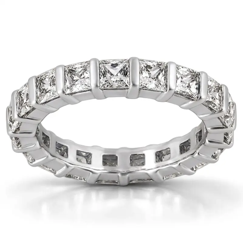 14K white gold 2.89 ct. Bar Set Princess Diamond Eternity Wedding Band - alternate view 2
