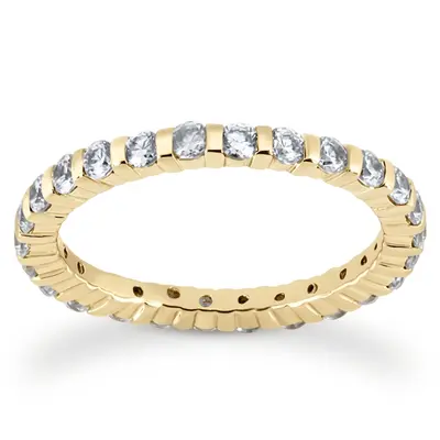 14K white gold 0.92 ct. Round Cut Bar Set Diamond Eternity Wedding Band - alternate view 3 thumbnail