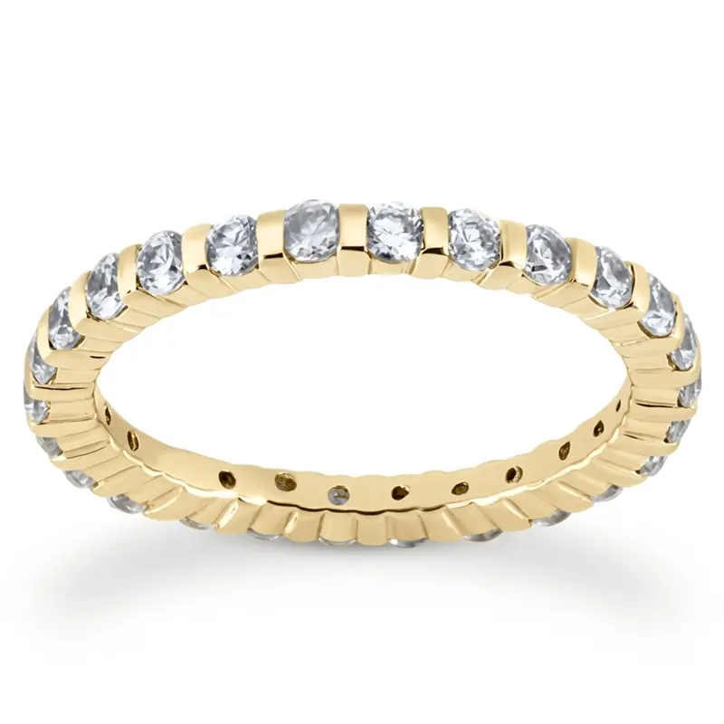 14K white gold 0.92 ct. Round Cut Bar Set Diamond Eternity Wedding Band - alternate view 3