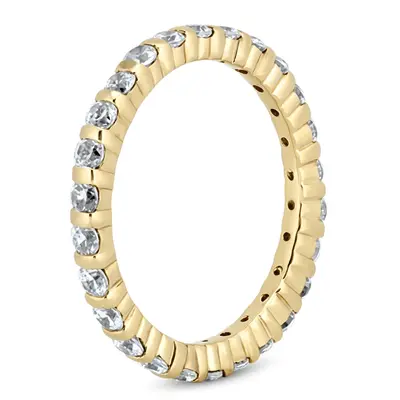 14K white gold 0.92 ct. Round Cut Bar Set Diamond Eternity Wedding Band - alternate view 4 thumbnail