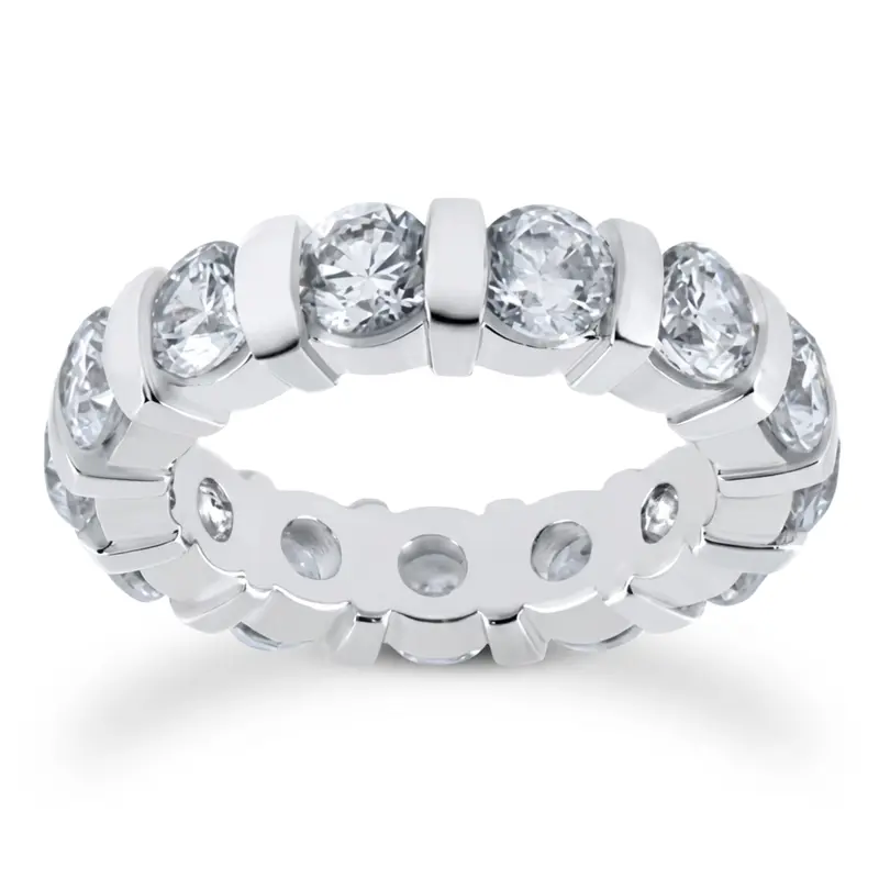 14K white gold 4.55 CT Diamond Eternity Wedding Band 2 - main view