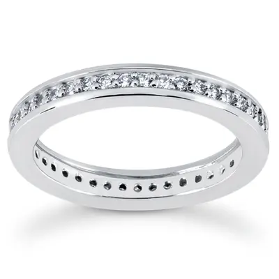 0.38 ct. Round Cut Channel Bead Set Diamond Eternity Wedding Band