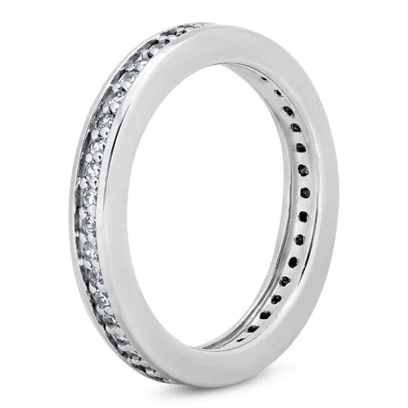 14K white gold 0.38 ct. Round Cut Channel Bead Set Diamond Eternity Wedding Band - alternate view 2
