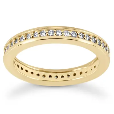 14K white gold 0.38 ct. Round Cut Channel Bead Set Diamond Eternity Wedding Band - alternate view 3 thumbnail