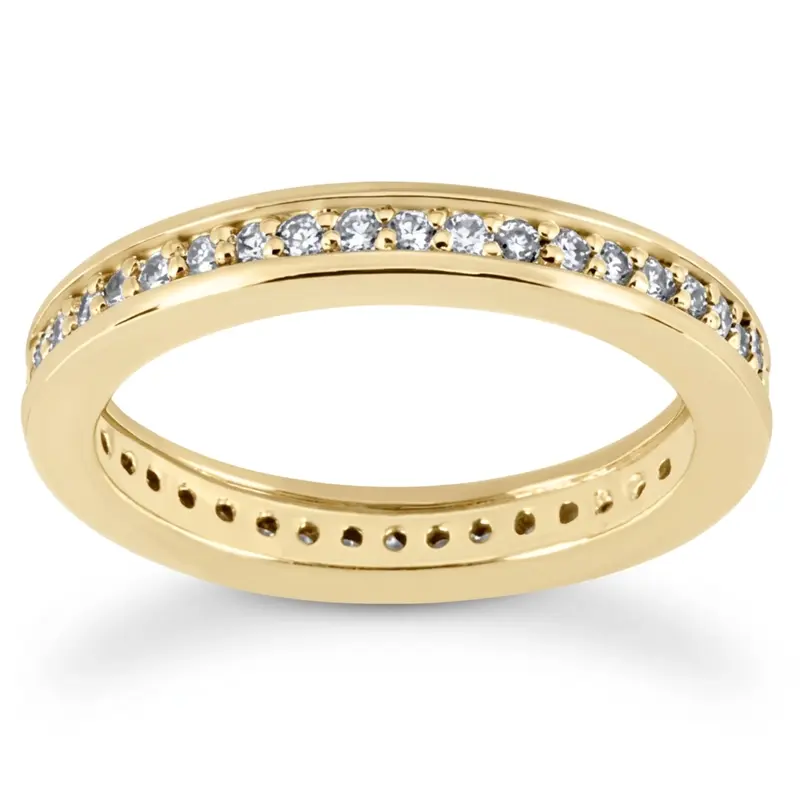 14K white gold 0.38 ct. Round Cut Channel Bead Set Diamond Eternity Wedding Band - alternate view 3