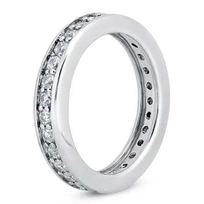 14K white gold Common Bead Set Diamond Eternity Wedding Band (0.93 ct. tw.) - main view thumbnail