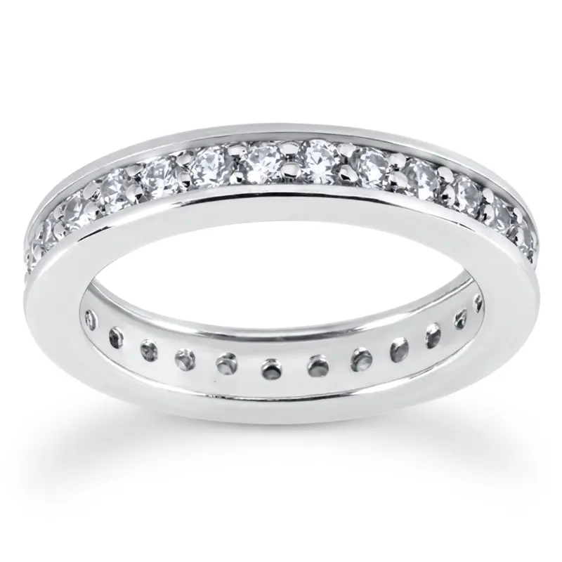 14K white gold Common Bead Set Diamond Eternity Wedding Band (0.87 ct. tw.) - alternate view 2