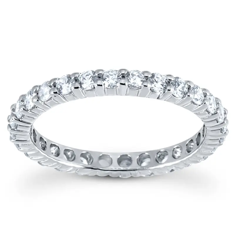 18K white gold 0.75 ct. Round Cut Prong Set Diamond Eternity Wedding Band - main view