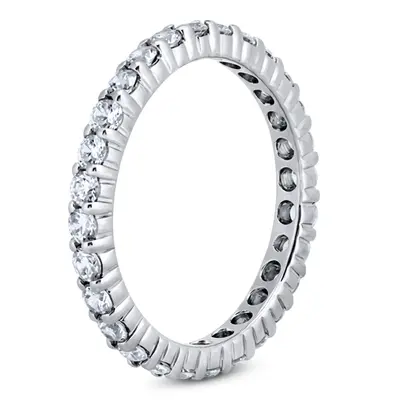 18K white gold 0.75 ct. Round Cut Prong Set Diamond Eternity Wedding Band - alternate view 2 thumbnail